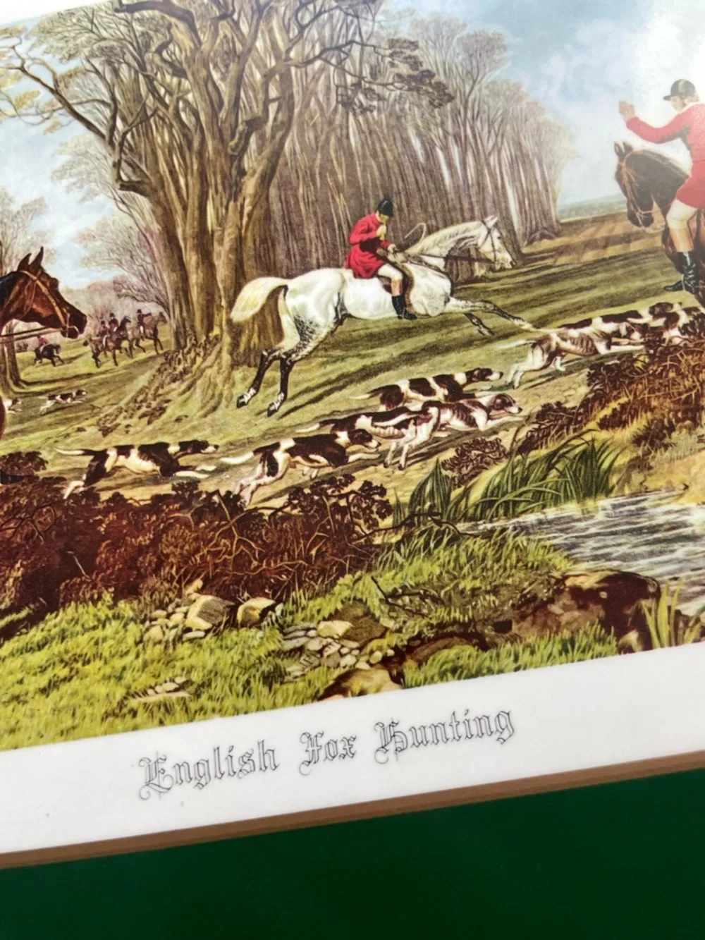 Vintage pimpernel cork placements English fox hunt set of 6